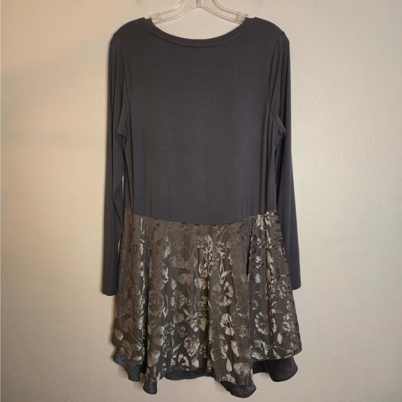 Layered Flowy Long Sleeve Velvet Burnout Tunic Gray M Fairy Grunge Whimsygoth - Picture 9 of 12